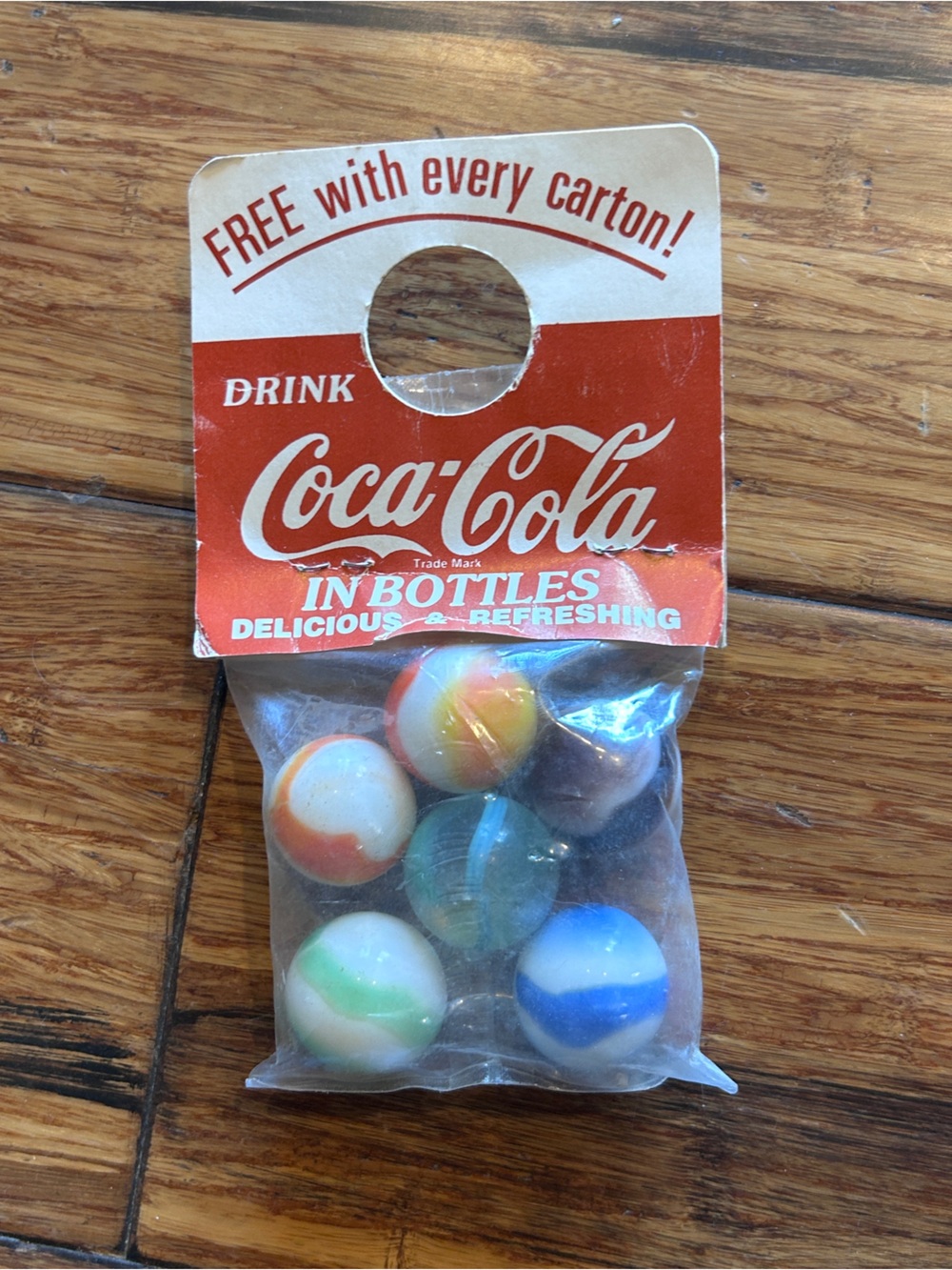 Coca Cola vintage promotional shooter marbles. Pack of 6.